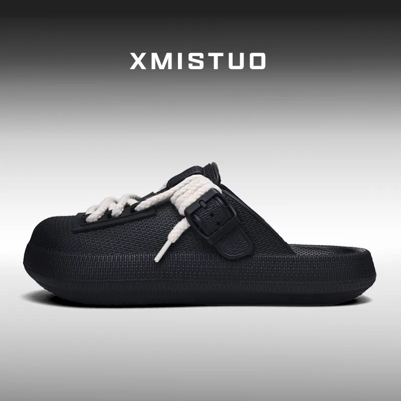 XMISTUO Premium Vintage Bucaner Men's EVA Waterproof Platform Lazy Slip on Closed Toe Couple Slippers, Home Slippers-13