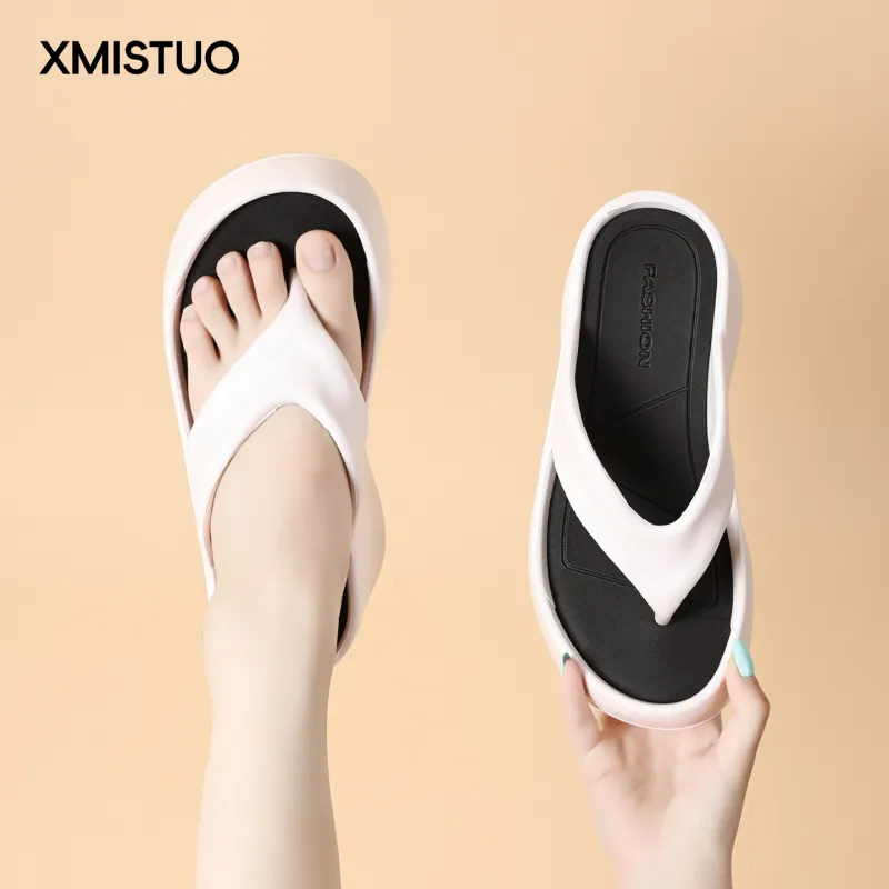 XMISTUO Cut Out Abrasion Resistant Quiet Flip Flops Women's-3