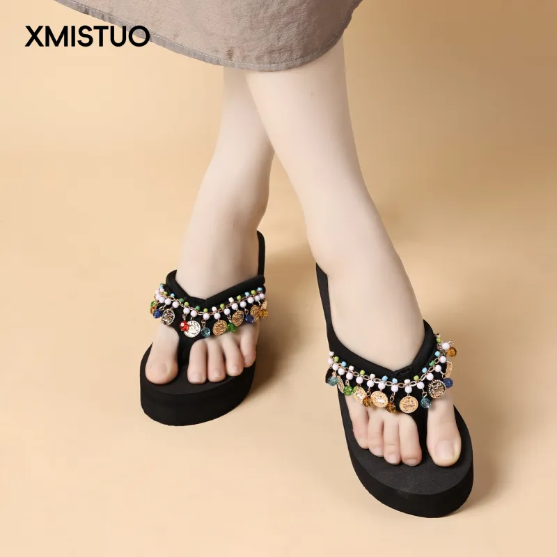 XMISTUO Quiet Abrasion Resistant Slip Resistant Flip Flops Women's-5