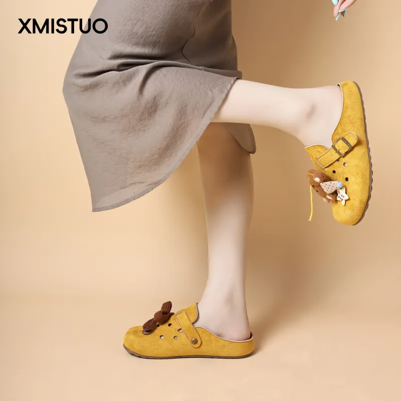 XMISTUO Quiet Abrasion Resistant Slip Resistant Closed Toe Slippers Women's-15
