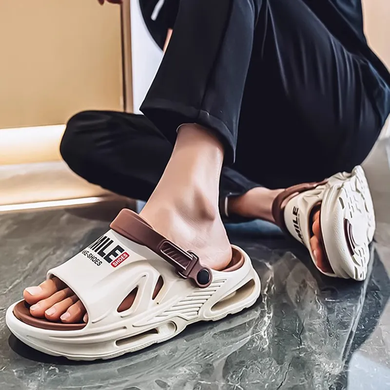 XMISTUO Teenagers Squashy And Bouncy Feeling Platform Slippers For Men's Summer Home Casual, Dual Purpose Slippers-1