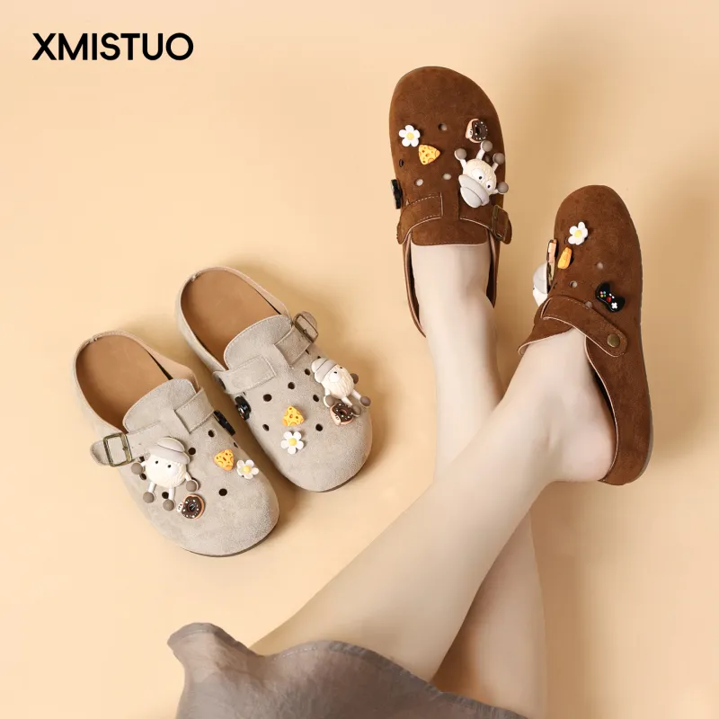 XMISTUO Rubber Sole Quiet Abrasion Resistant Slip Resistant Closed Toe Slippers Women's-15