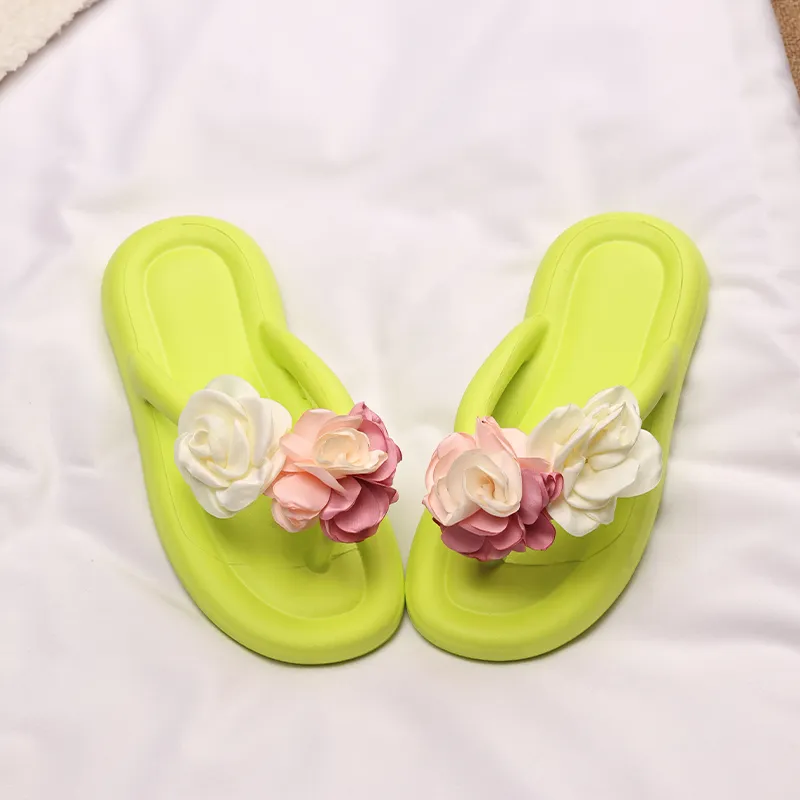 XMISTUO Soft And Bouncy Feeling Women's Summer EVA Floral Comfortable Slip Resistant Waterproof Flip Flops-19