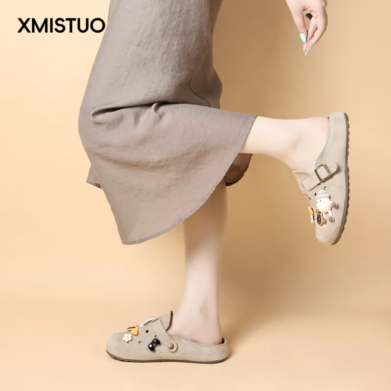 XMISTUO Rubber Sole Quiet Abrasion Resistant Slip Resistant Closed Toe Slippers Women's-10