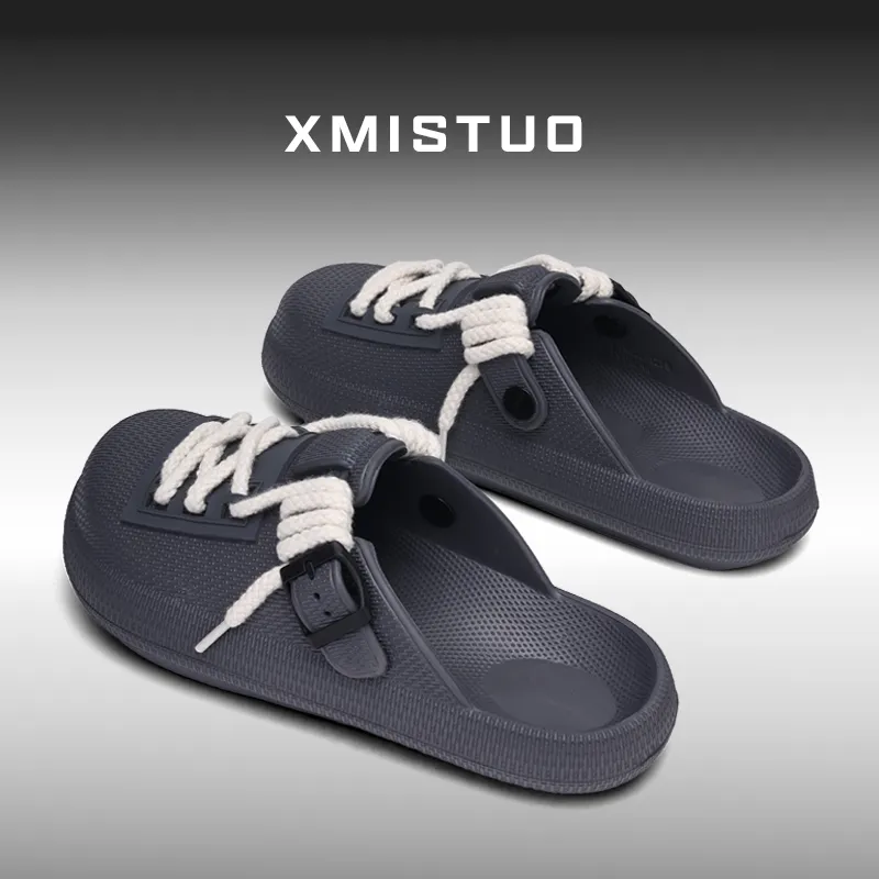 XMISTUO Premium Vintage Bucaner Men's EVA Waterproof Platform Lazy Slip on Closed Toe Couple Slippers, Home Slippers-9