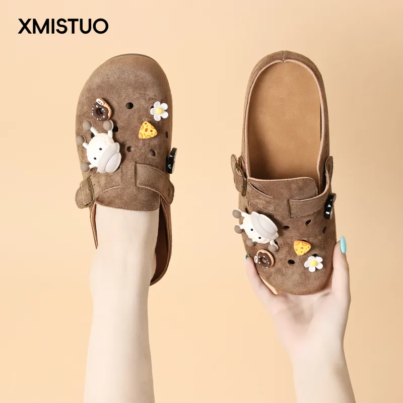 XMISTUO Rubber Sole Quiet Abrasion Resistant Slip Resistant Closed Toe Slippers Women's-2