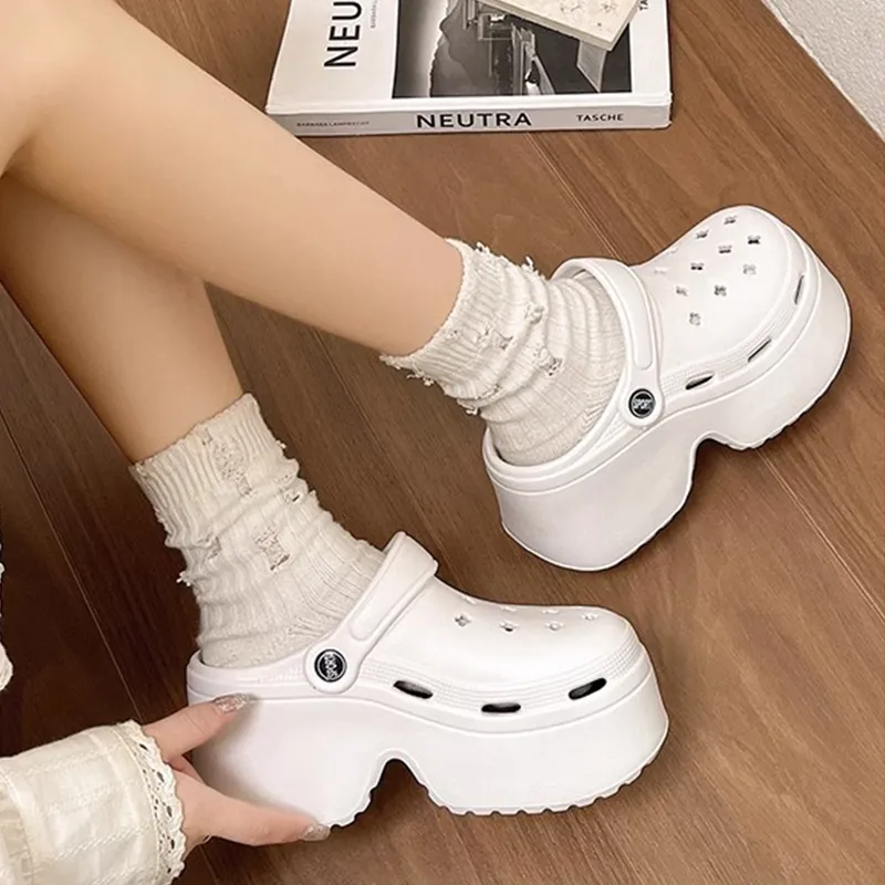 XMISTUO Fashion Advanced 9cm Platform Height Increasing Closed Toe Clogs Women's-5