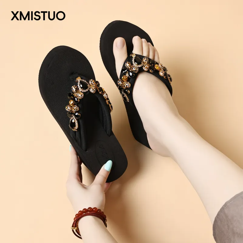 XMISTUO Quiet Abrasion Resistant Slip Resistant Flip Flops Women's-5