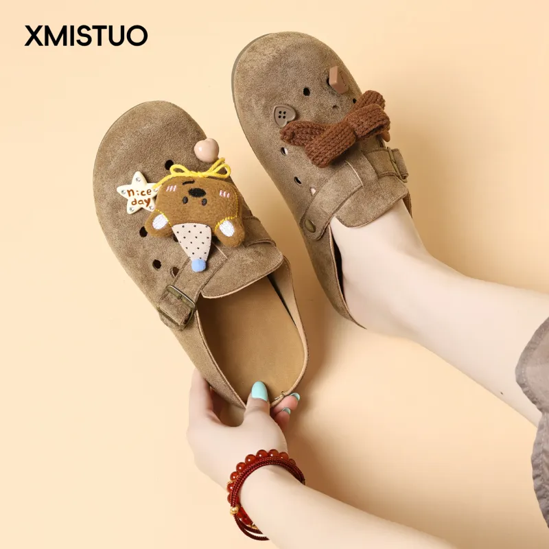 XMISTUO Quiet Abrasion Resistant Slip Resistant Closed Toe Slippers Women's-3
