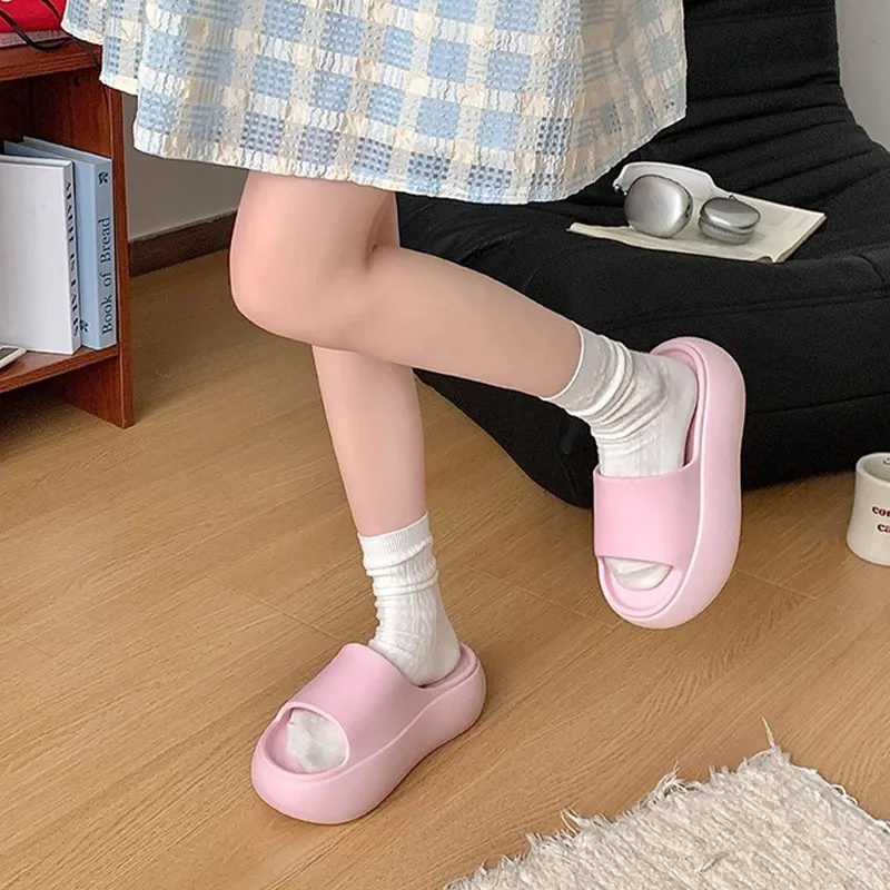 XMISTUO Minimalist Style Solid Color Platform Slippers For Women's Summer Students Home Soft Sole Comfortable Slippers-7