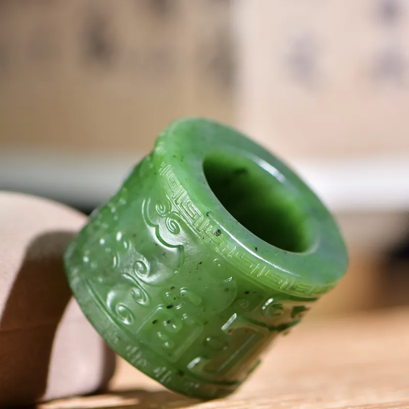 Jade Charm Yao Hetian Jade Rings Jasper Unisex-5