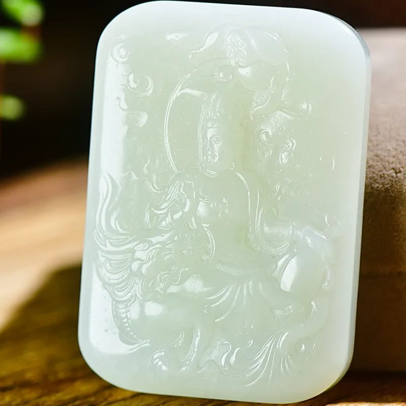 Jade Charm Yao Hetian Jade Pendants White Jade/Pale Greenish White Jade Men's-1