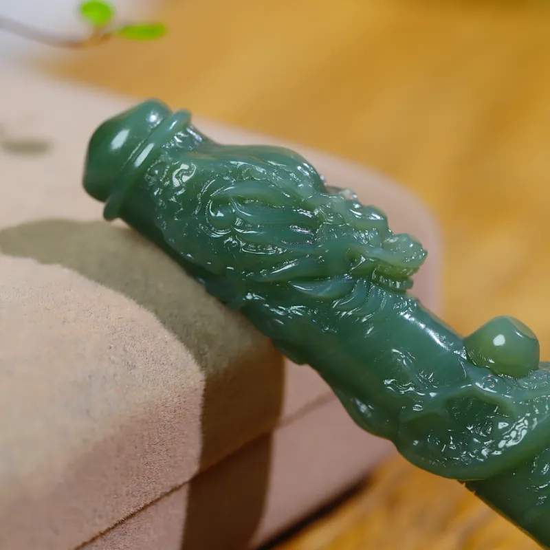 Jade Charm Yao Hetian Jade Pendants Green Jade Unisex-4