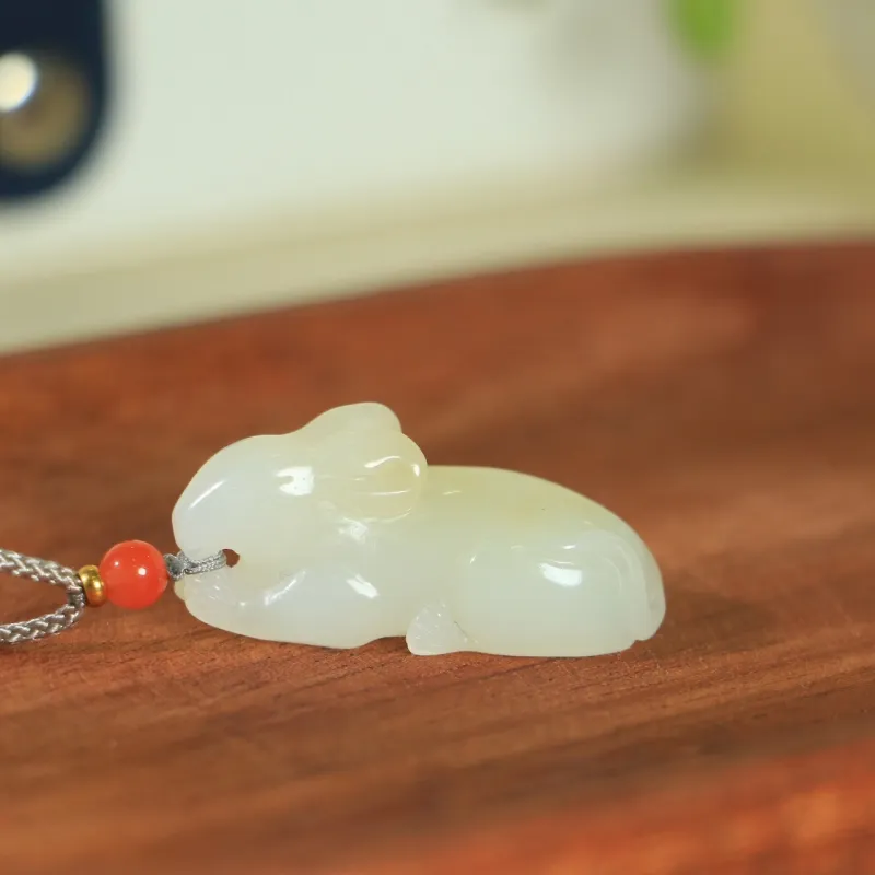 Jade Charm Yao Hetian Jade Necklaces White Jade/Pale Greenish White Jade Unisex-4
