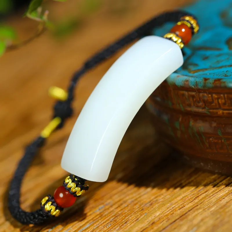 Jade Charm Yao Hetian Jade Bracelets White Jade/Pale Greenish White Jade Unisex-4