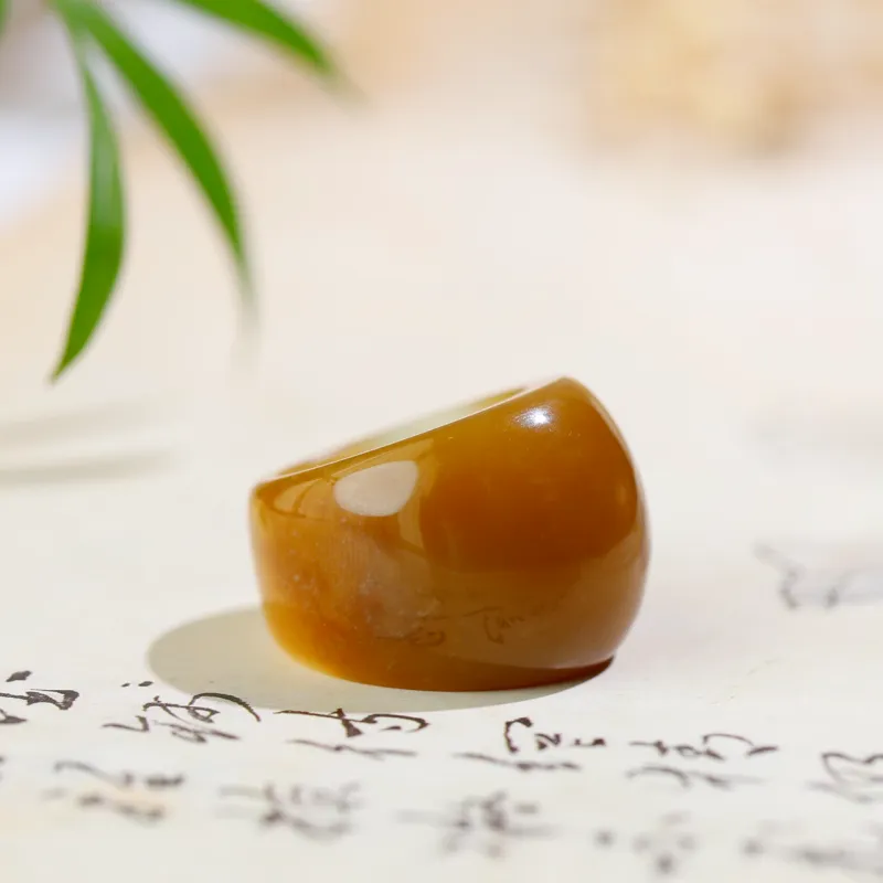 Jade Charm Yao Hetian Jade Rings Sugar Jade Unisex-1