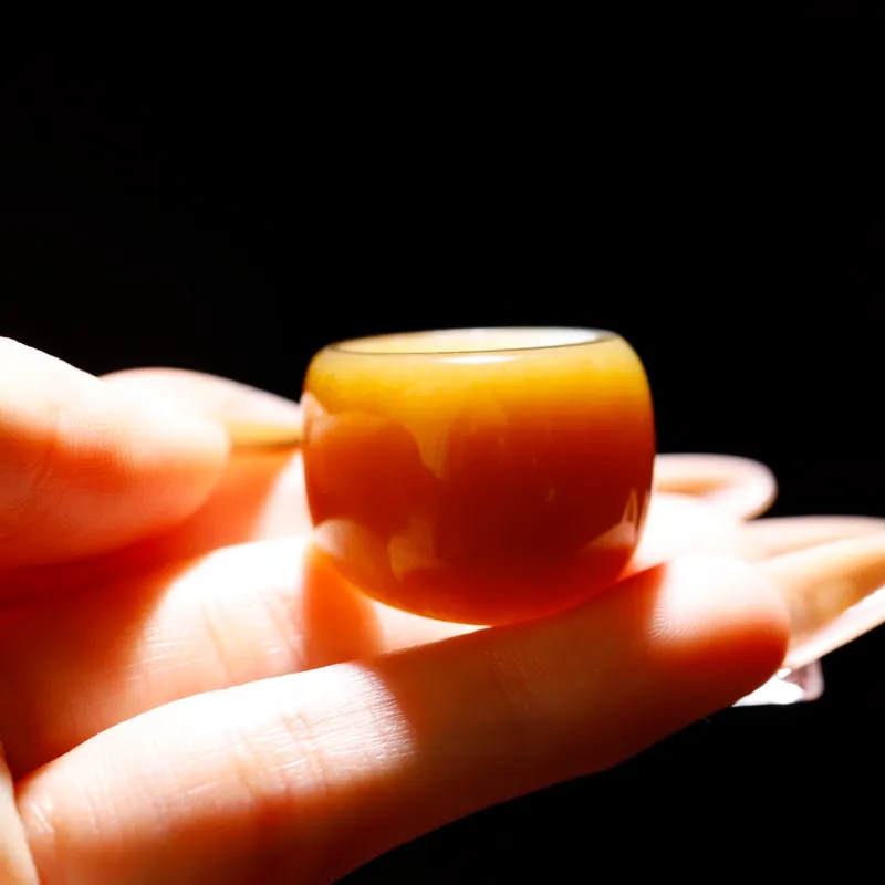 Jade Charm Yao Hetian Jade Rings Sugar Jade Unisex-5