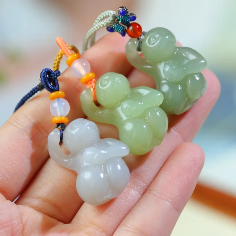 Jade Charm Yao Hetian Jade Necklaces White Jade/Pale Greenish White Jade Unisex-2