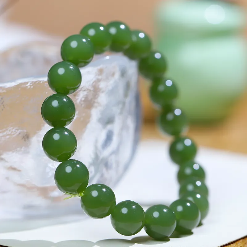 Jade Charm Yao Hetian Jade Bracelets Green Jade Unisex-6