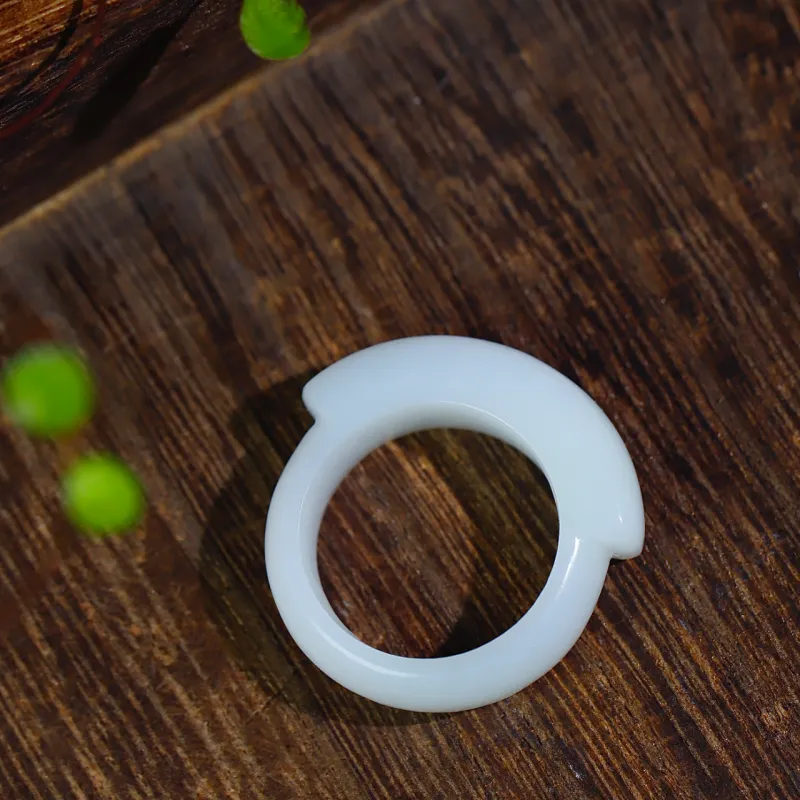 Jade Charm Yao Hetian Jade Rings White Jade/Pale Greenish White Jade Unisex-6