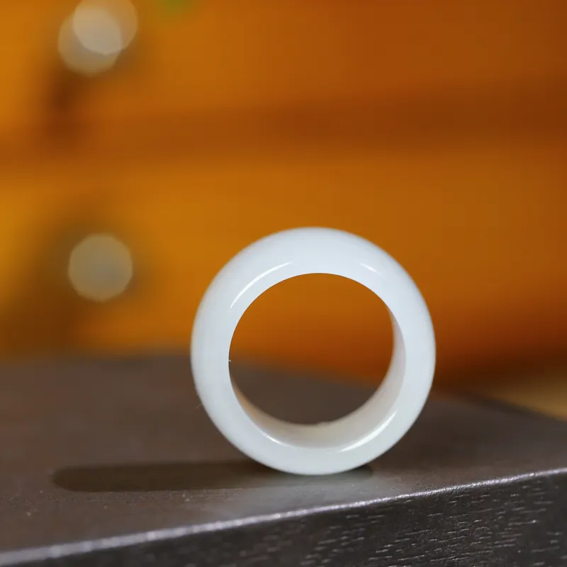 Jade Charm Yao Rings White Jade/Pale Greenish White Jade Unisex-3