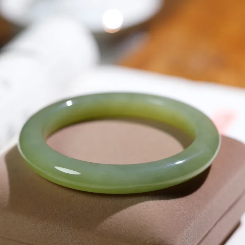 Jade Charm Yao Hetian Jade Bangles White Jade/Pale Greenish White Jade Women's-3