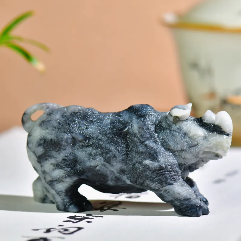 Jade Charm Yao Hetian Jade Ornament Blue And White Unisex-1