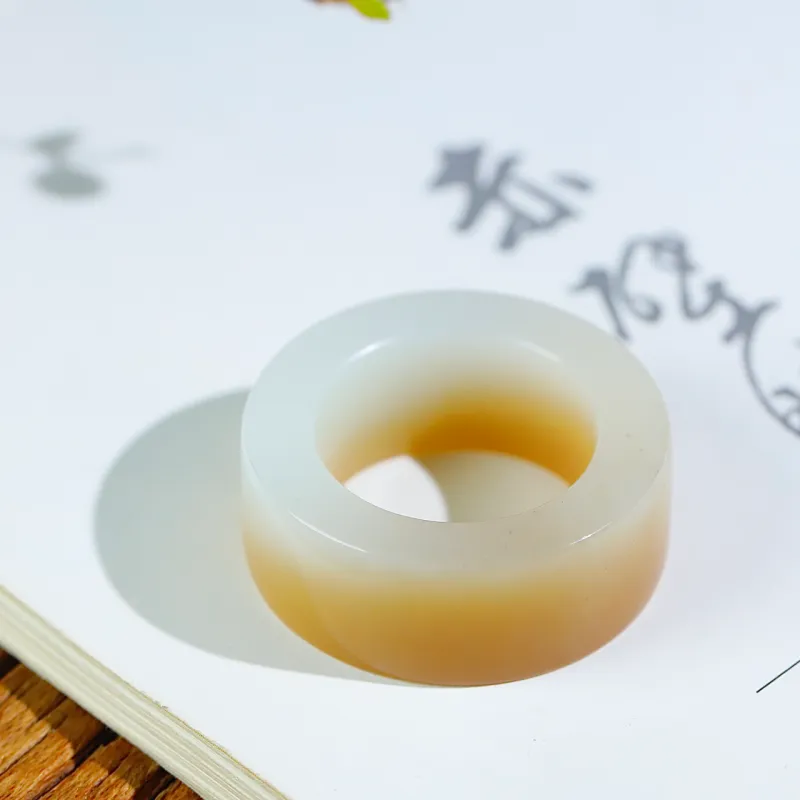 Jade Charm Yao Hetian Jade Rings White Jade/Pale Greenish White Jade Unisex-1