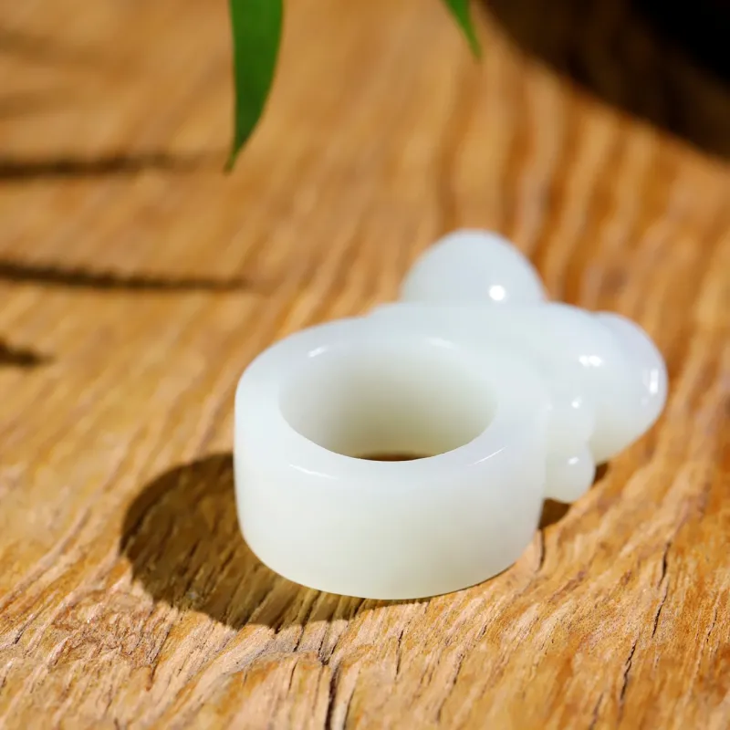Jade Charm Yao Hetian Jade Rings White Jade/Pale Greenish White Jade Unisex-3