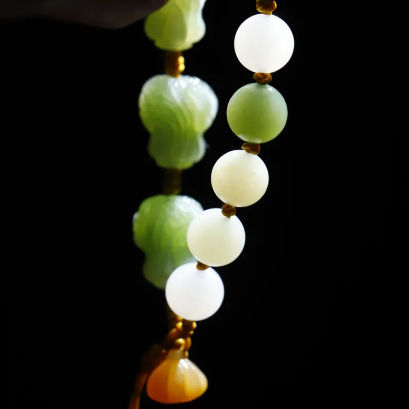 Jade Charm Yao Hetian Jade Bracelets White Jade/Pale Greenish White Jade Unisex-5