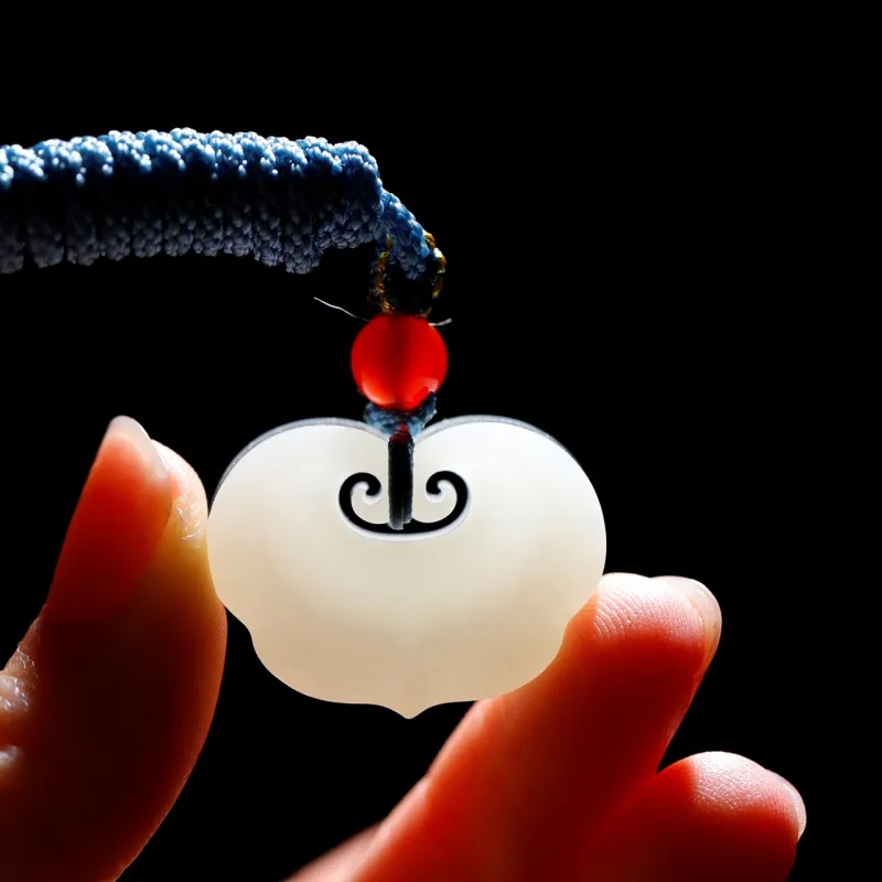 Jade Charm Yao Hetian Jade Necklaces White Jade/Pale Greenish White Jade Women's-4