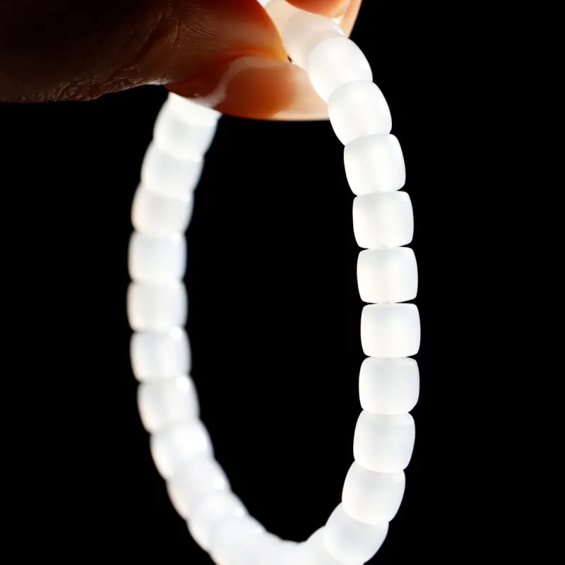 Jade Charm Yao Hetian Jade Bracelets White Jade/Pale Greenish White Jade Unisex-5