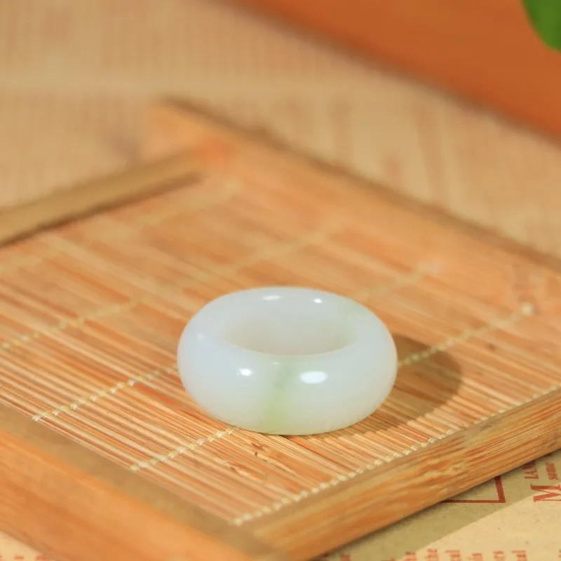Jade Charm Yao Hetian Jade Rings White Jade/Pale Greenish White Jade Unisex-6