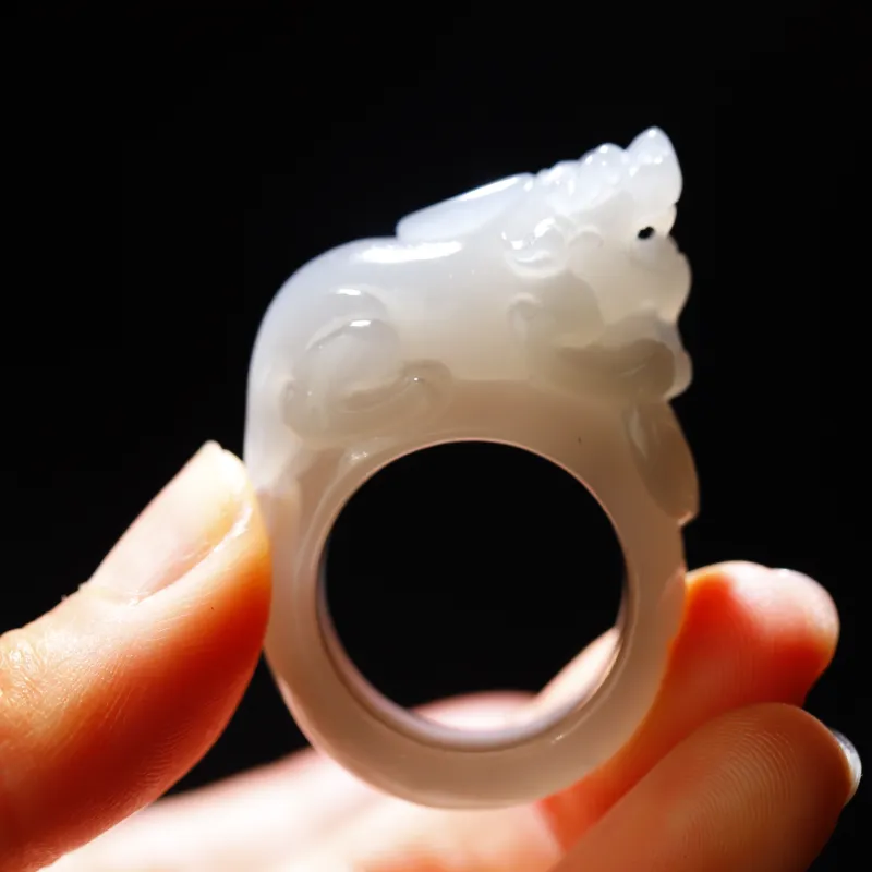 Jade Charm Yao Hetian Jade Rings Smoky Purple Unisex-5