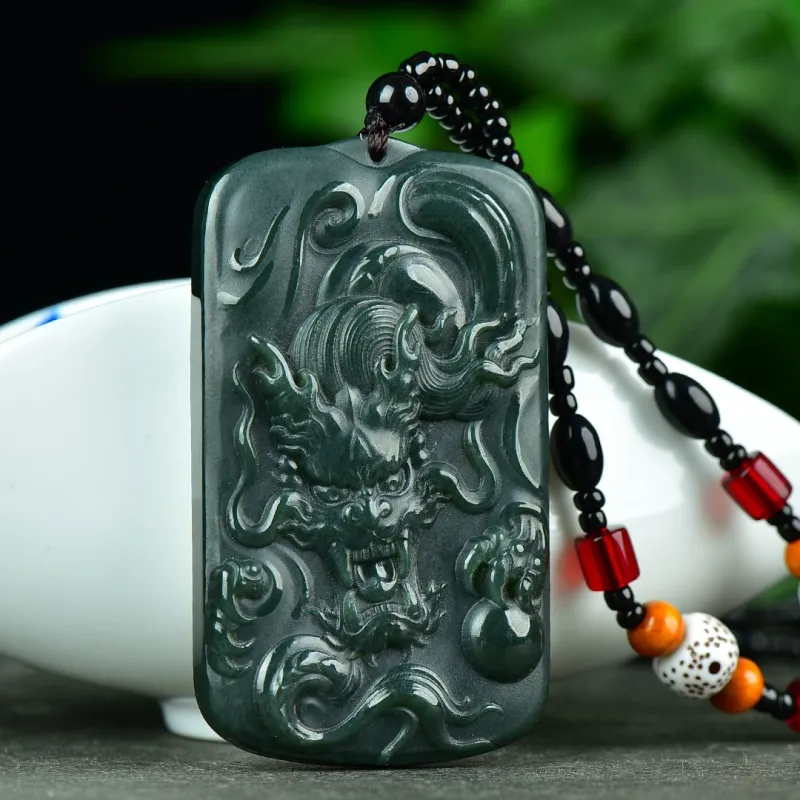Jade Charm Yao Hetian Jade Necklaces Green Jade Unisex-4