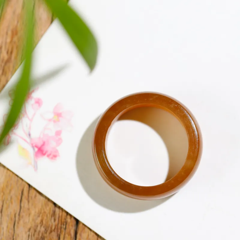 Jade Charm Yao Hetian Jade Rings Sugar Jade Unisex-6