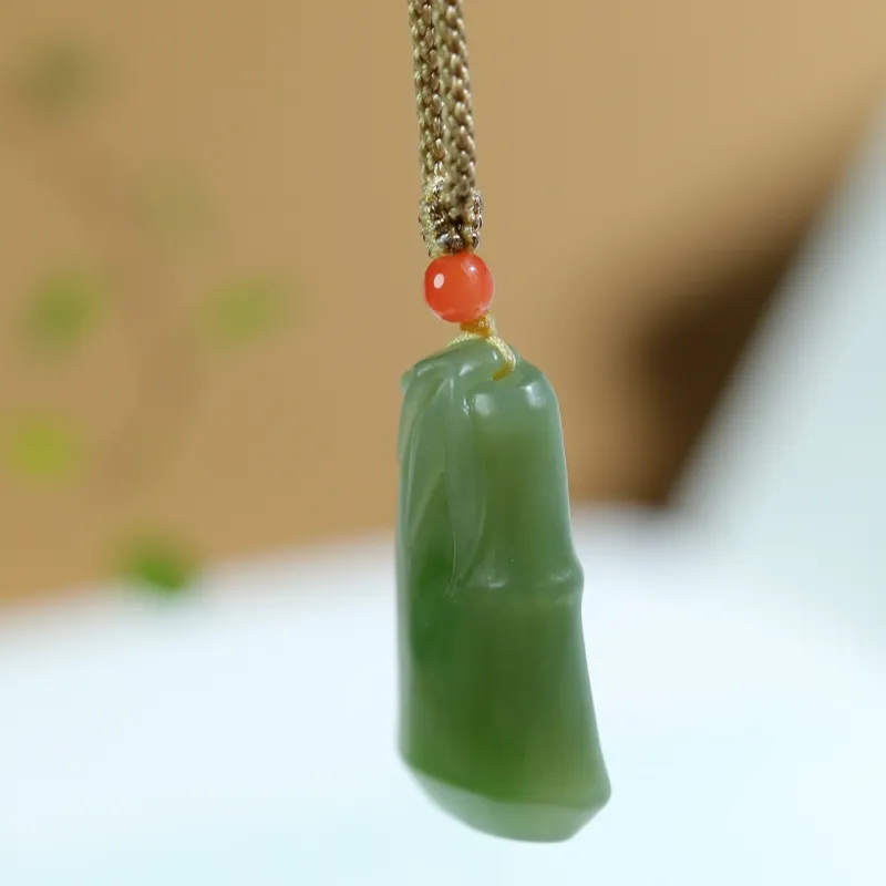 Jade Charm Yao Hetian Jade Necklaces Pale Greenish White Jade Unisex-2