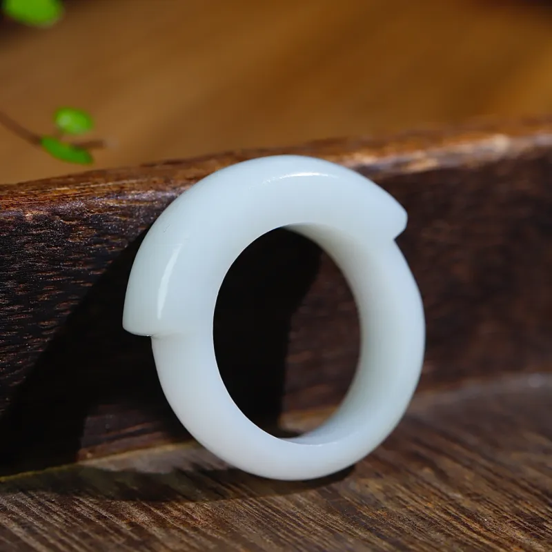 Jade Charm Yao Hetian Jade Rings White Jade/Pale Greenish White Jade Unisex-3