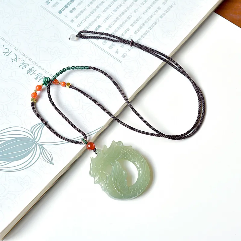 Jade Charm Yao Hetian Jade Necklaces White Jade/Pale Greenish White Jade Unisex-6