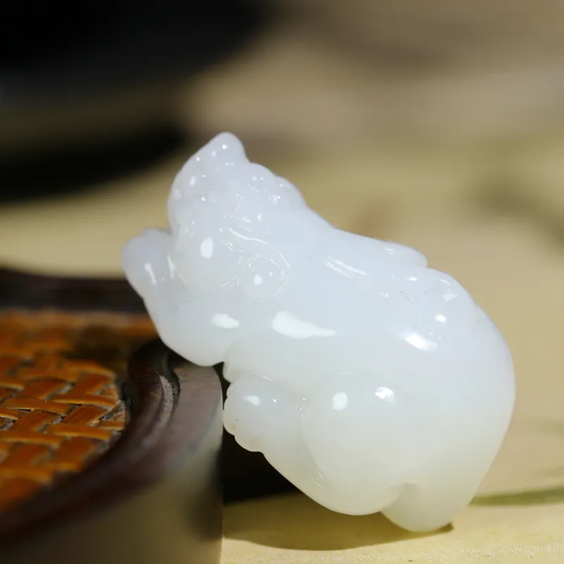 Jade Charm Yao Hetian Jade Pendants White Jade Unisex-6
