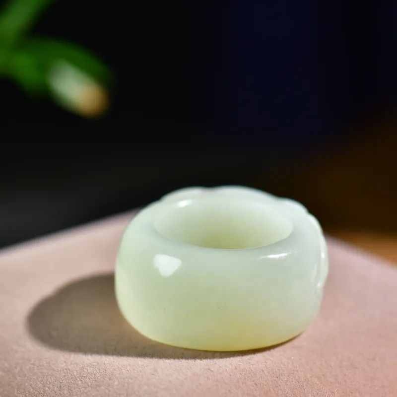 Jade Charm Yao Hetian Jade Rings White Jade/Pale Greenish White Jade Unisex-4