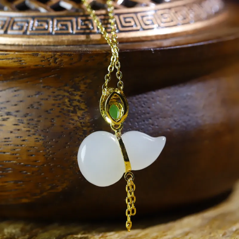 Jade Charm Yao Premium Quality Pendant White Jade/Pale Greenish White Jade Women's-2
