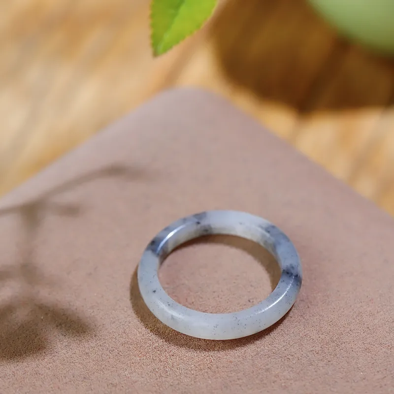 Jade Charm Yao Hetian Jade Rings Blue And White Unisex-3