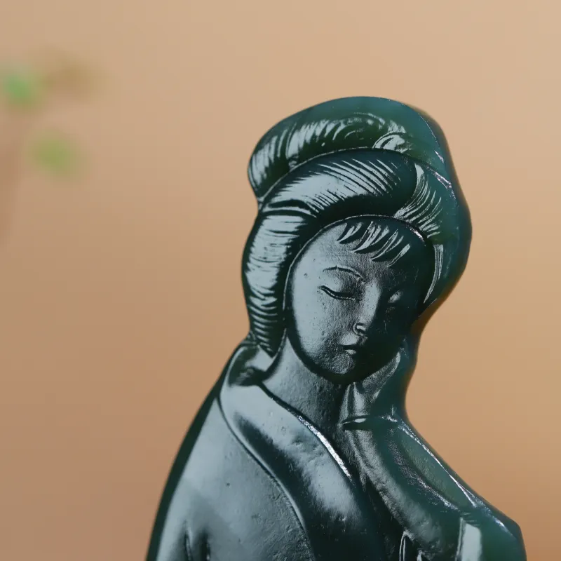 Jade Charm Yao Hetian Jade Comb Green Jade Women's-4