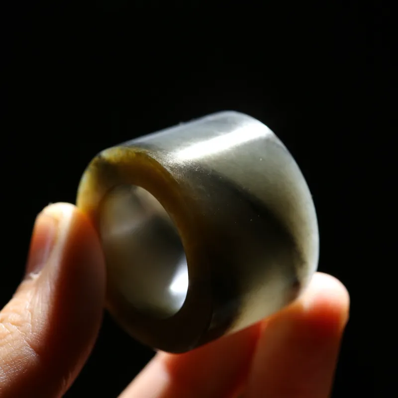 Jade Charm Yao Hetian Jade Rings Blue And White Men's-5