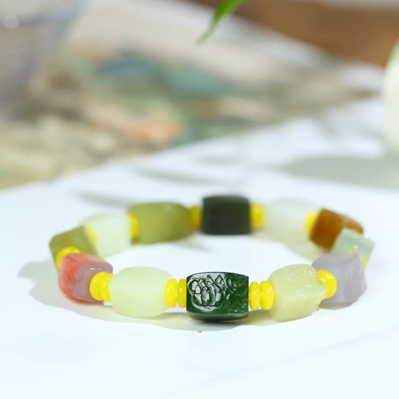 Jade Charm Yao Hetian Jade Bracelets White Jade/Pale Greenish White Jade Unisex-1