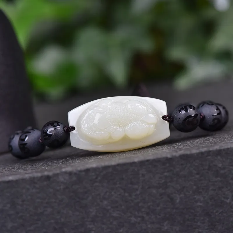 Jade Charm Yao Hetian Jade Bracelets White Jade/Pale Greenish White Jade Unisex-2