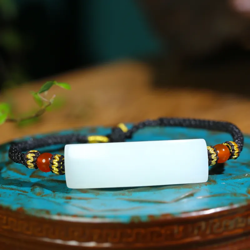 Jade Charm Yao Hetian Jade Bracelets White Jade/Pale Greenish White Jade Unisex-1