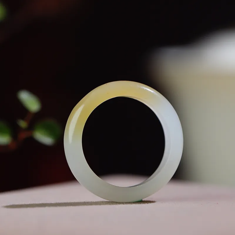 Jade Charm Yao Hetian Jade Rings White Jade/Pale Greenish White Jade Unisex-4