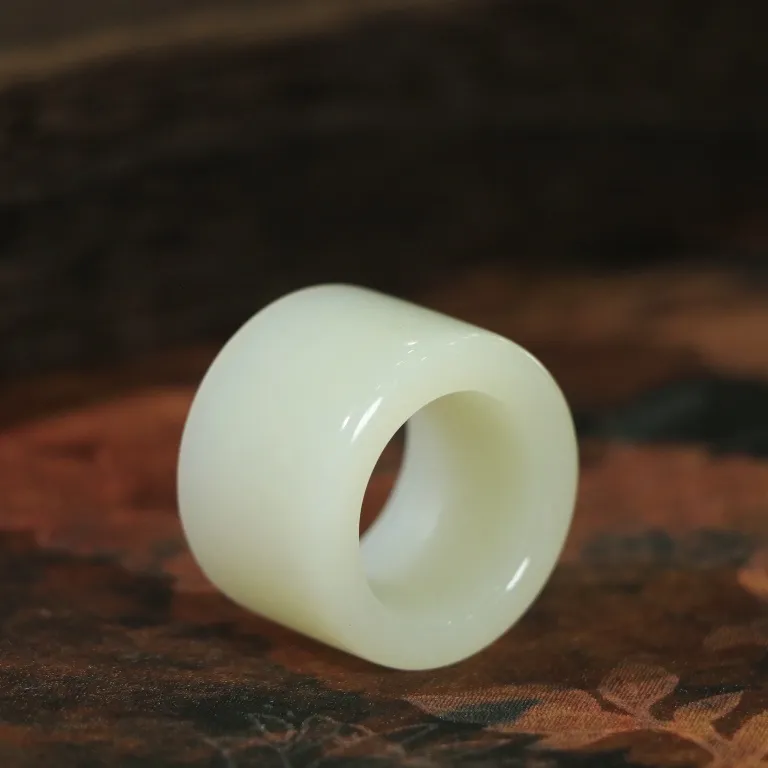 Jade Charm Yao Hetian Jade Rings White Jade/Pale Greenish White Jade Unisex-3